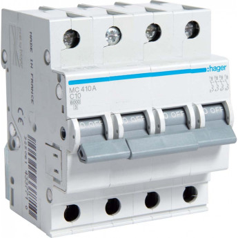 Автоматический выключатель HAGER 4P 6kA C-10A 4M